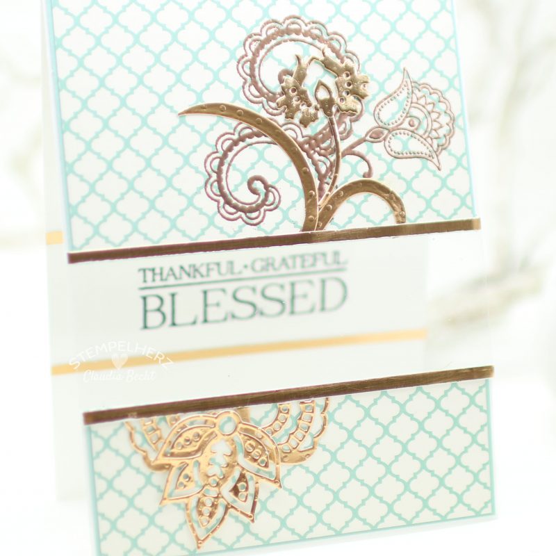 Stampin Up - Stempelherz - Grand Vacation Achievers Blog Hop - Sneak Peek Holiday Catalog - Stempelset Paisleys & Posies - Dankeskarte Paisleys & Posies 02