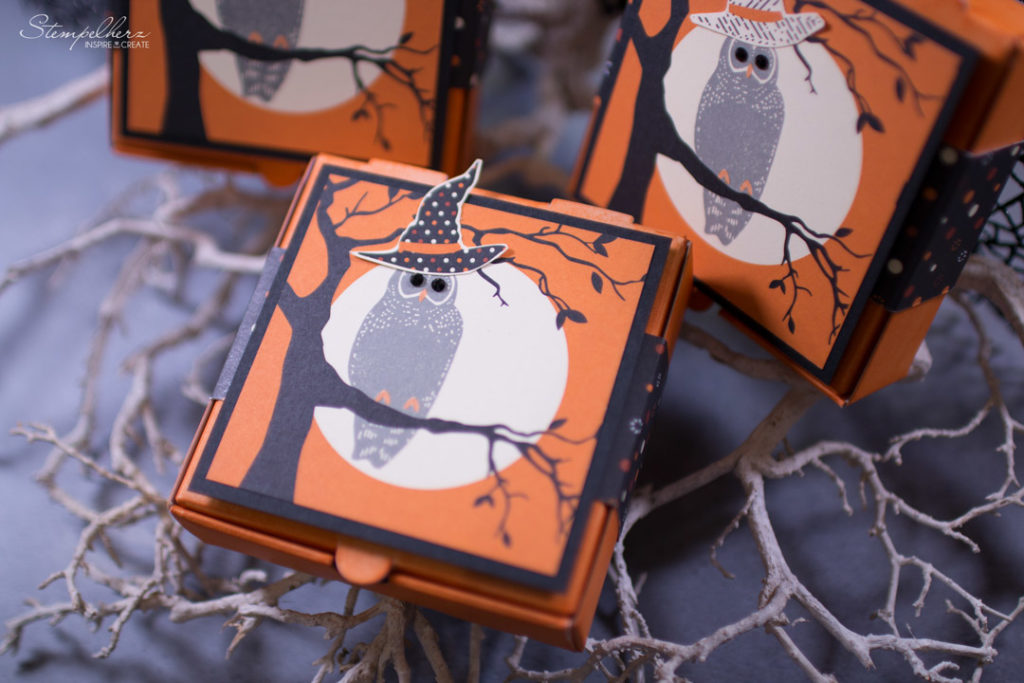 Gruselige Halloween-Mini-Pizzaschachteln - Stampin&amp;#39;Up! mit Stempelherz