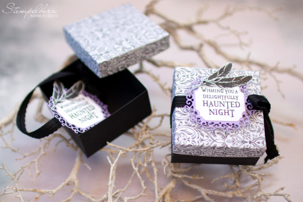 Halloweenbox mit dem Stempelset The Raven und den Stanzformen Zierrahmen von Stampin' Up!