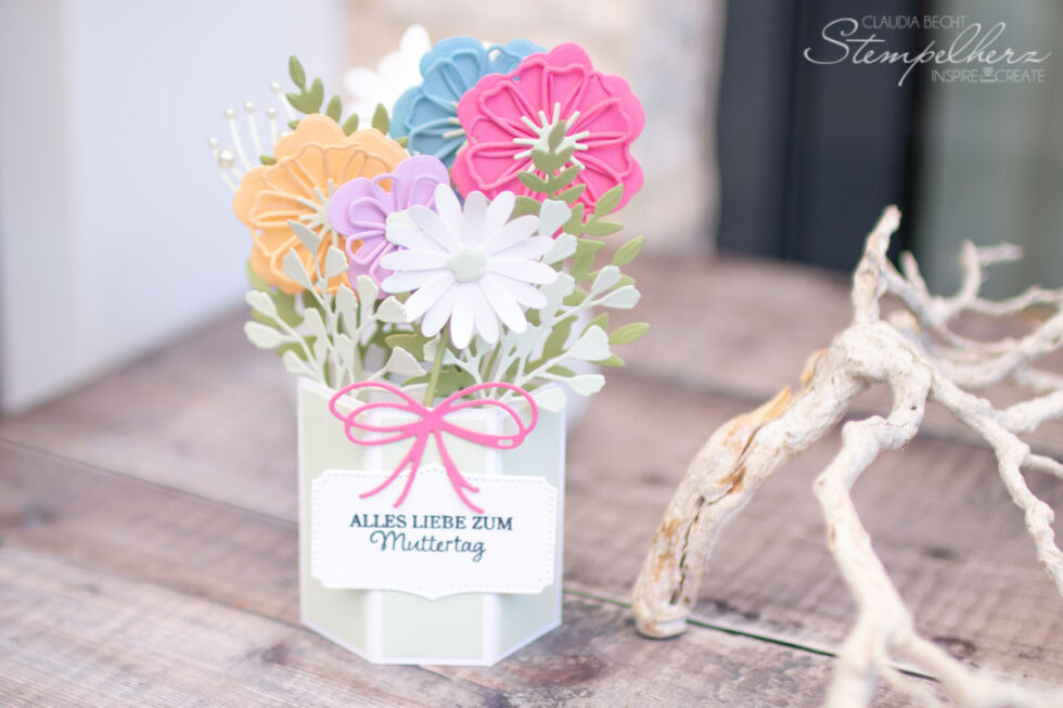 Pop-Up-Karte Blumen zum Muttertag - Stampin'Up! mit Stempelherz