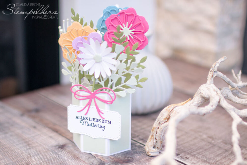 Pop-Up-Karte Blumen zum Muttertag - Stampin'Up! mit Stempelherz