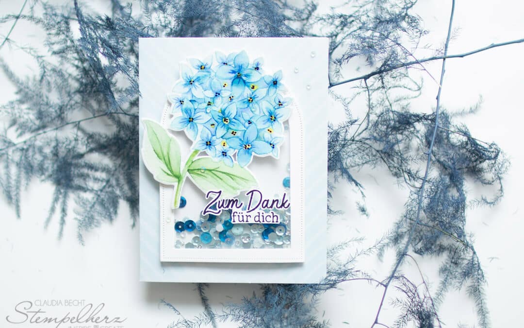 Shakerkarte Danke mit Blumen