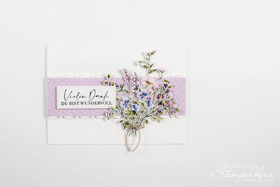 Stampin Up-Stempelherz-Dankeskarte Filigrane Blumen
