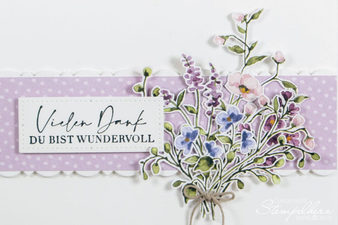Stampin Up-Stempelherz-Dankeskarte Filigrane Blumen