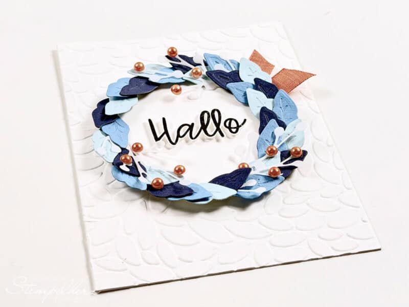 Stampin' Up! - Stempelherz - Bezaubernde Zweige - Karte Hallo im-Blaetterkranz